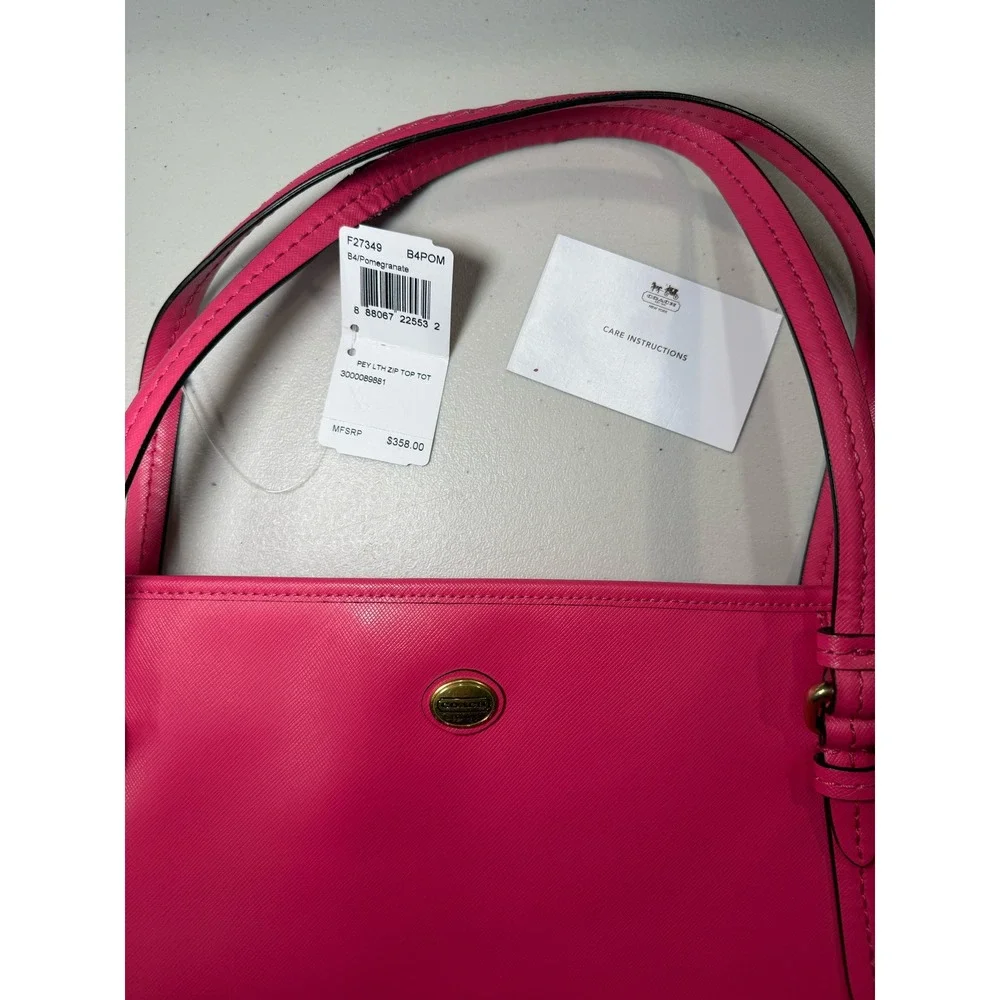 Coach Peyton Saffiano Leather Zip‎ Top Tote Pomegranate Pink F27349